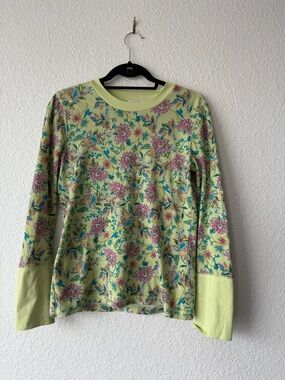Sundance Yellow/Green Floral Crewneck Long Sleeve Top
